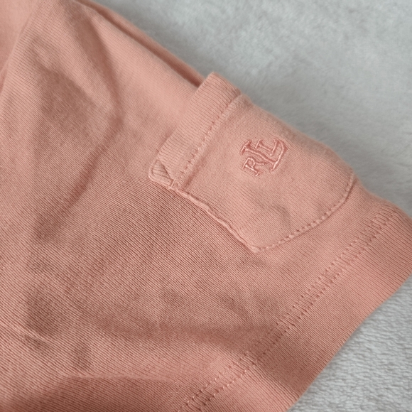 Y2K Lauren Ralph Lauren Womens XS TShirt Peach Coral Short Sleeve Cotton RL Logo - Picture 3 of 10